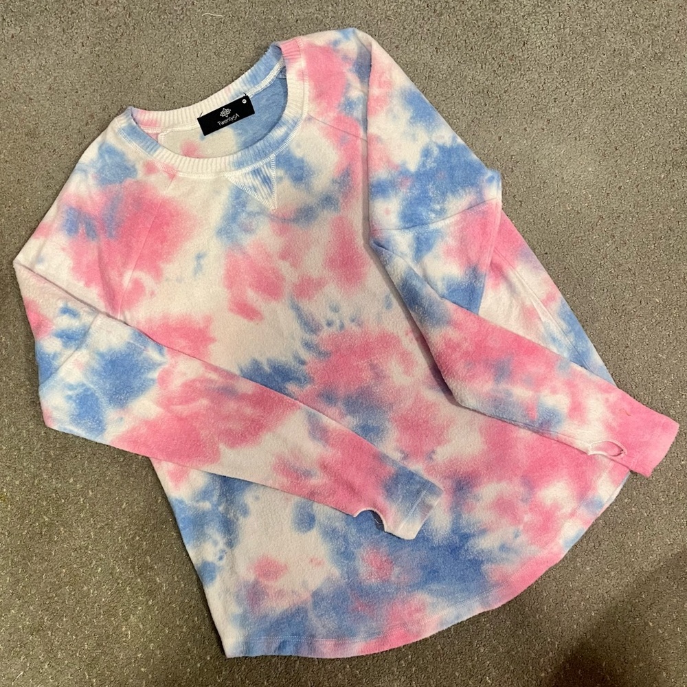 Twenty5A Pink and Blue Tie Dye Long Sleeve Top